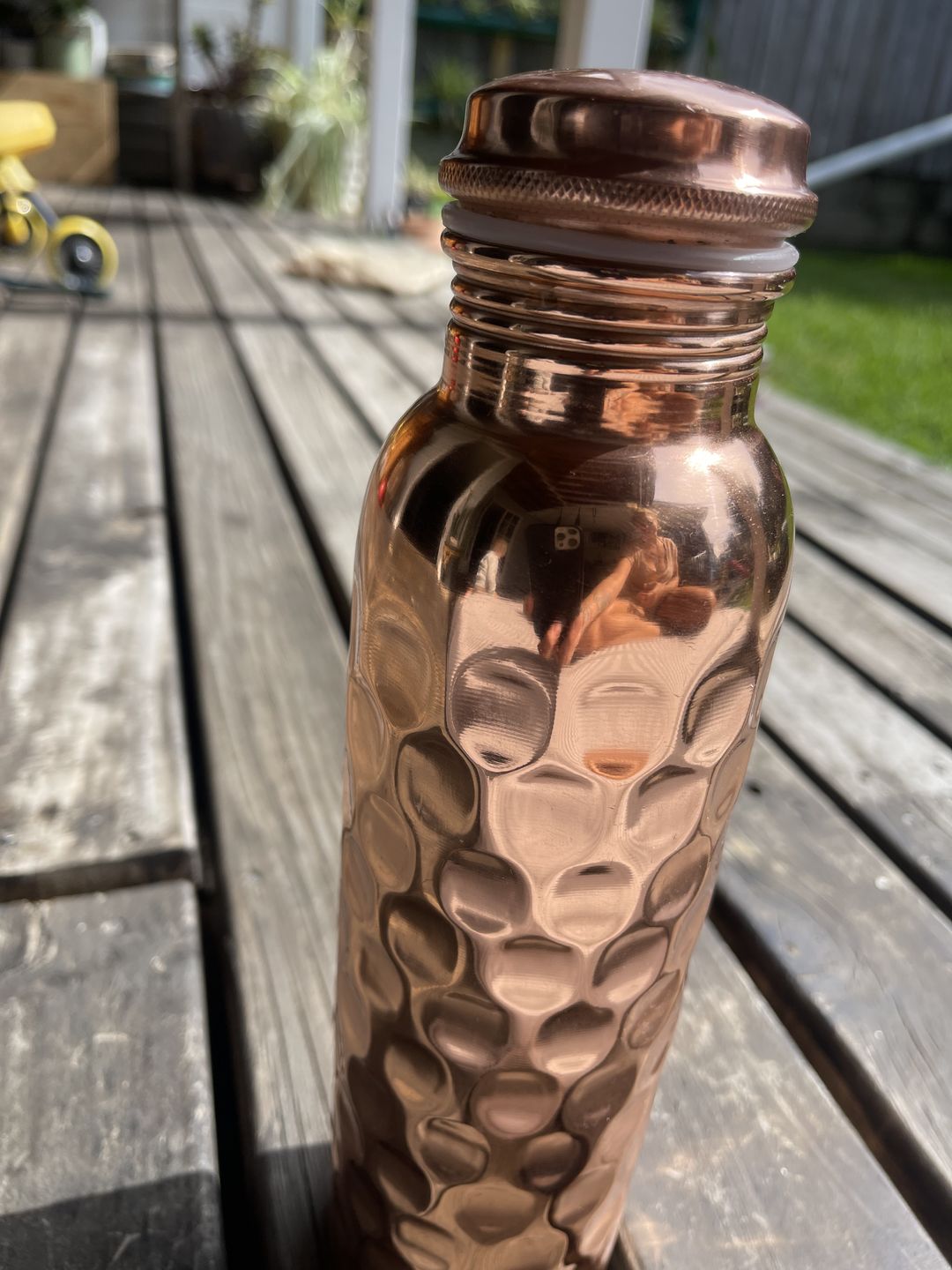 Customer photo review of Diamond Copper Water Bottle