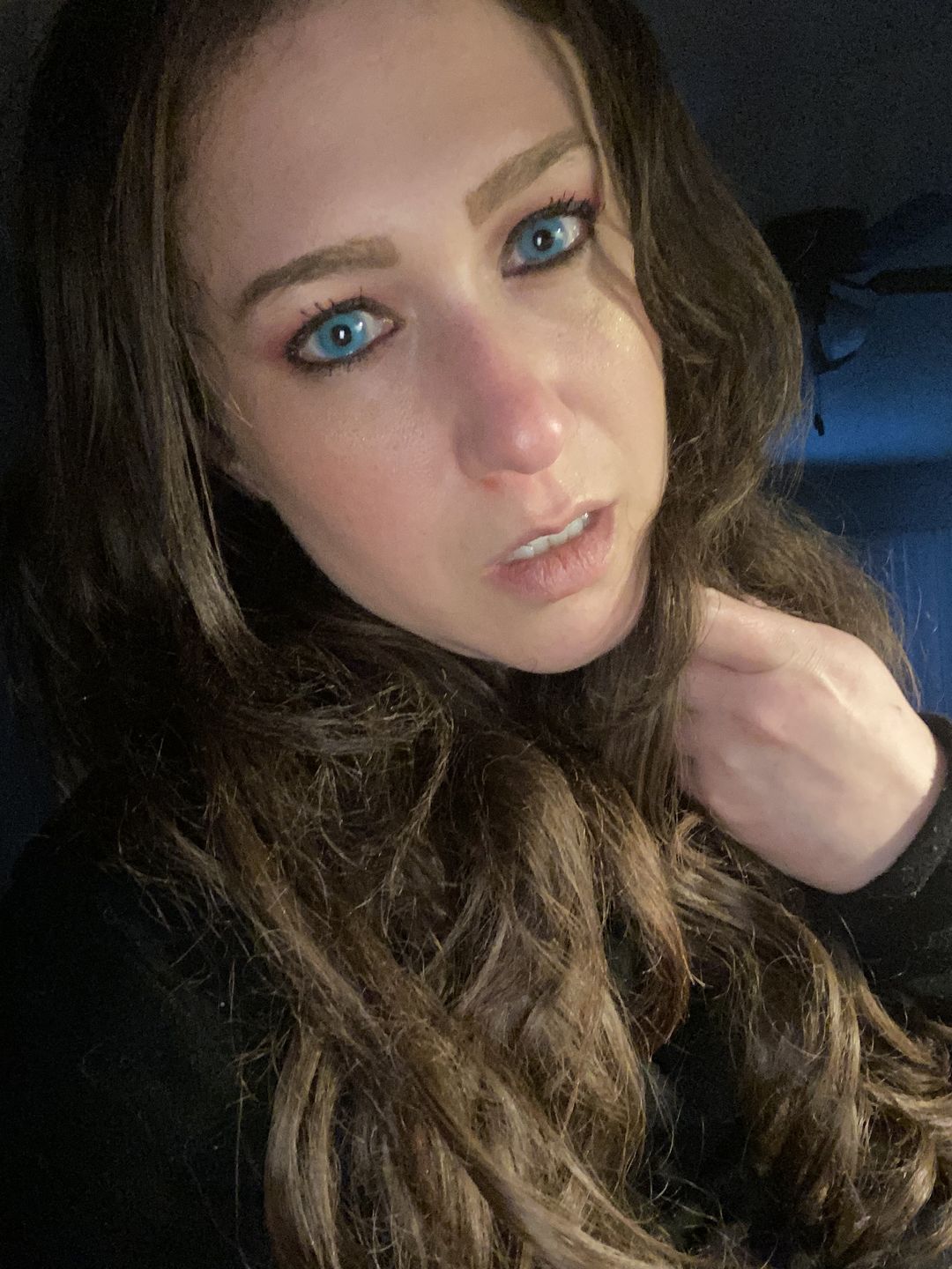 Customer photo review of Pixie Blue Prescription Coloured Contact Lenses