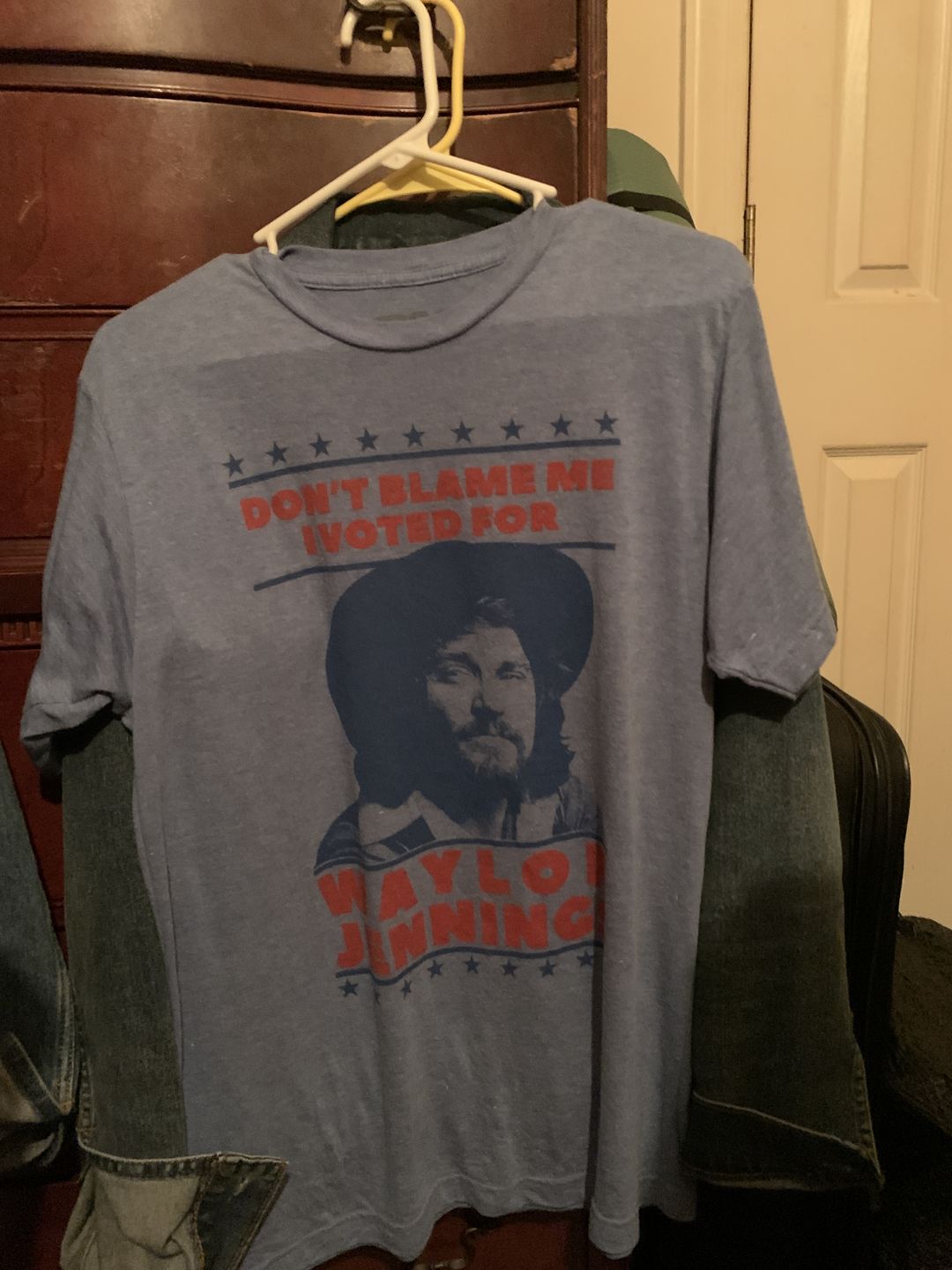 Customer photo review of I Voted for Waylon Jennings Mens Tee Shirt