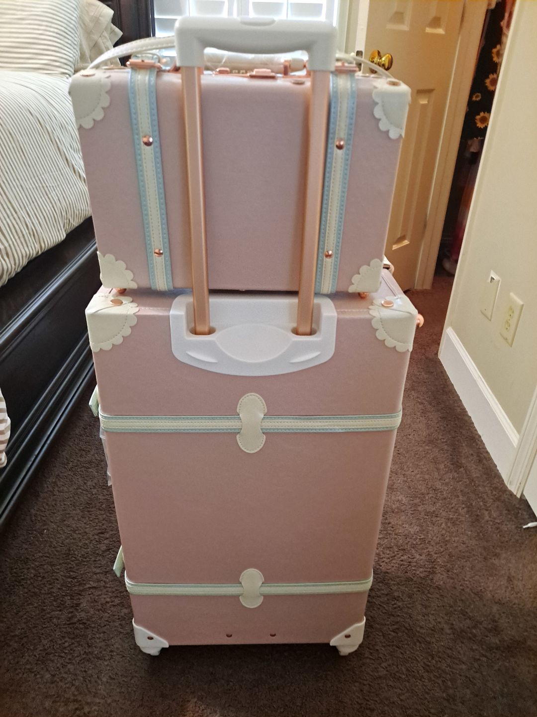Customer photo review of SarahFace 2 Pieces Luggage Set - Cherry Pink's