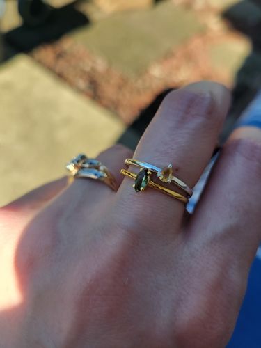 Customer photo review of Genuine Moldavite Marquise Cut Ring