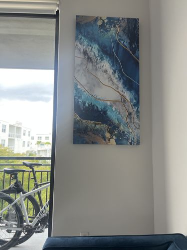 Customer photo review of Turquoise Blue Abstract Painting Canvas Wall Art