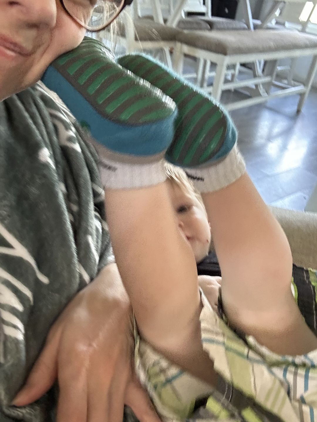 Customer photo review of Non-Slip Baby Socks | Three Amigos 3-Pack