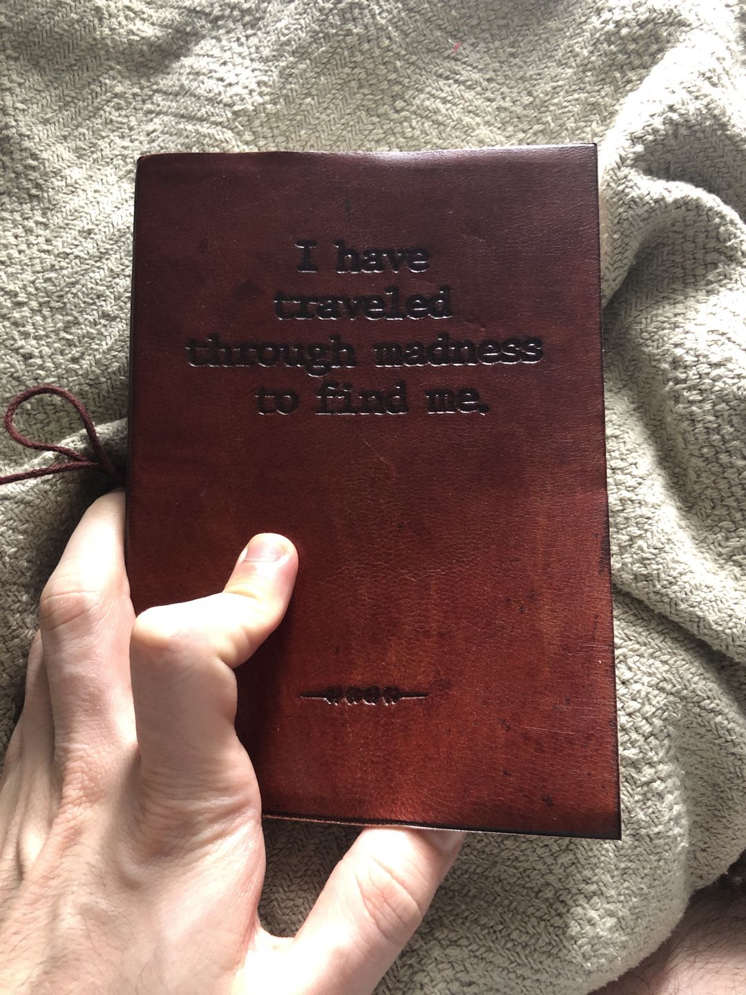 Customer photo review of Madness Quote Leather Journal - 5x7 Lined