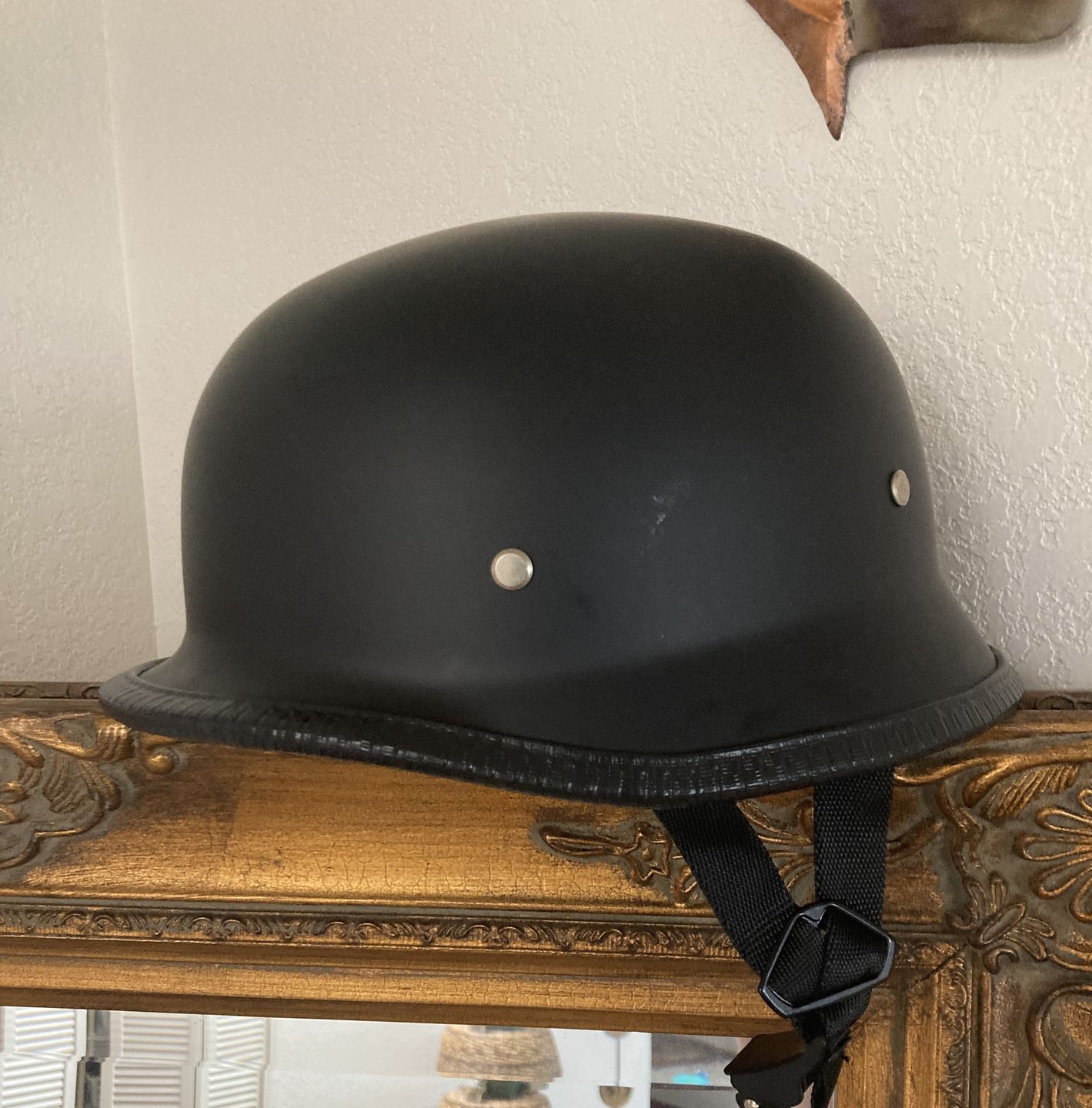 Customer photo review of Mayan Style Half Helmet - Matte Black