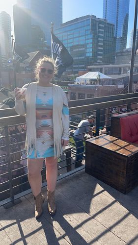 Customer photo review of Pretty Western Print Long Sleeve Dress