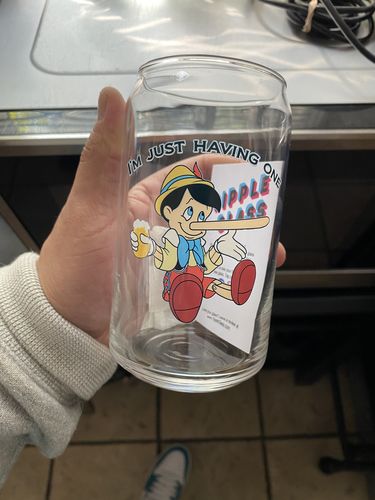 Customer photo review of “Pinocchio" 16oz glass