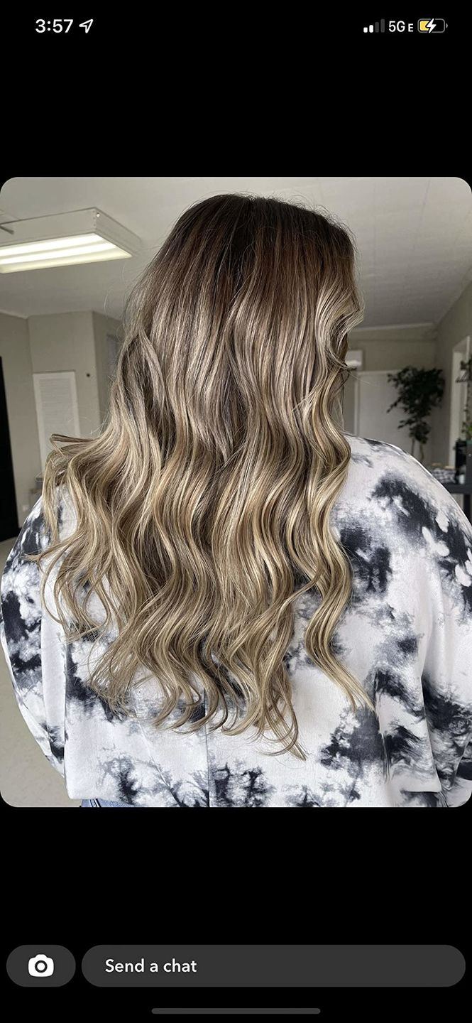 Customer photo review of Virgin Tape in Human Hair Extensions Balayage Brown and Blonde #4/4/27