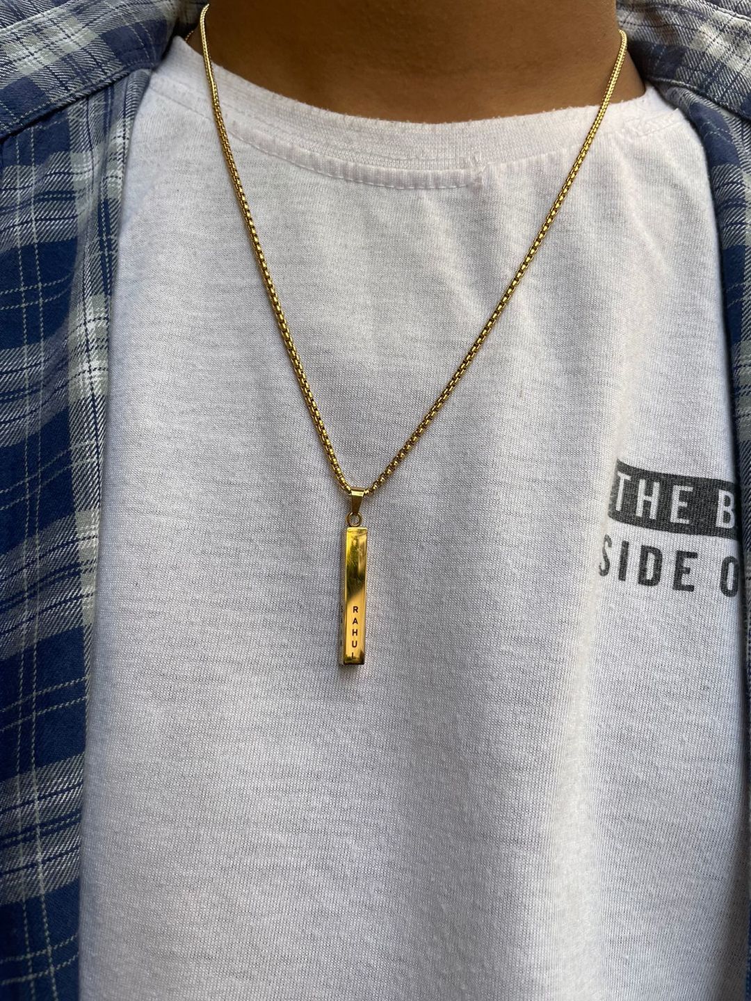 Customer photo review of Personalised Cuboid Locket for Men