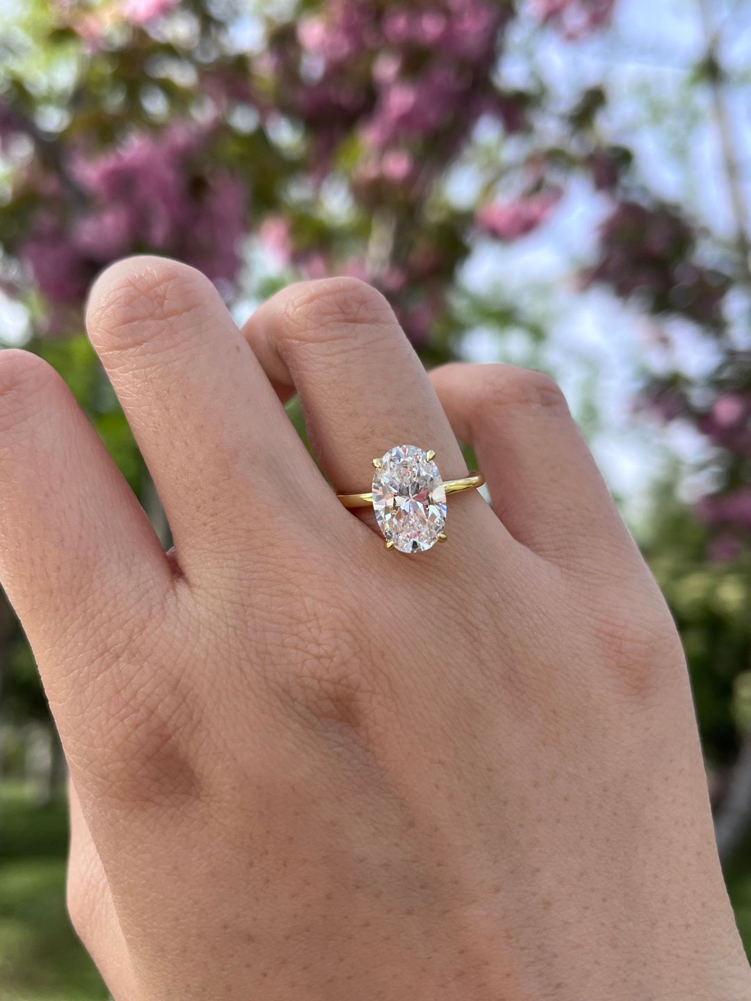 Customer photo review of S925 3.5 Carat Oval Cut Hidden Halo Engagement Ring In Sterling Silver Daily Wearable Ring