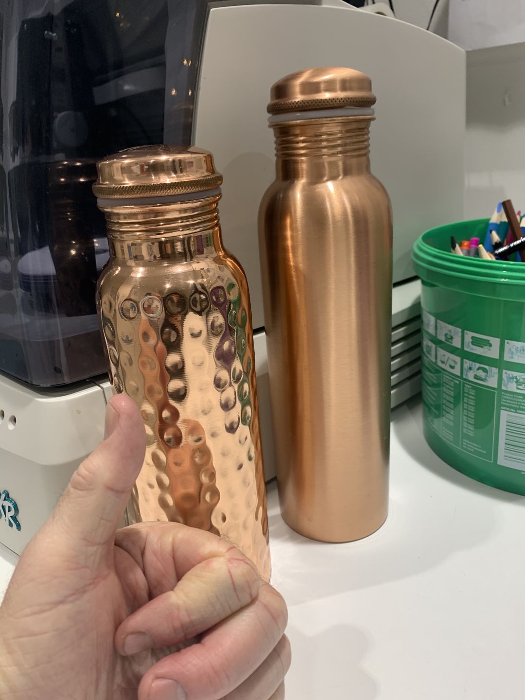 Customer photo review of Hammered Pure Copper Water Bottle