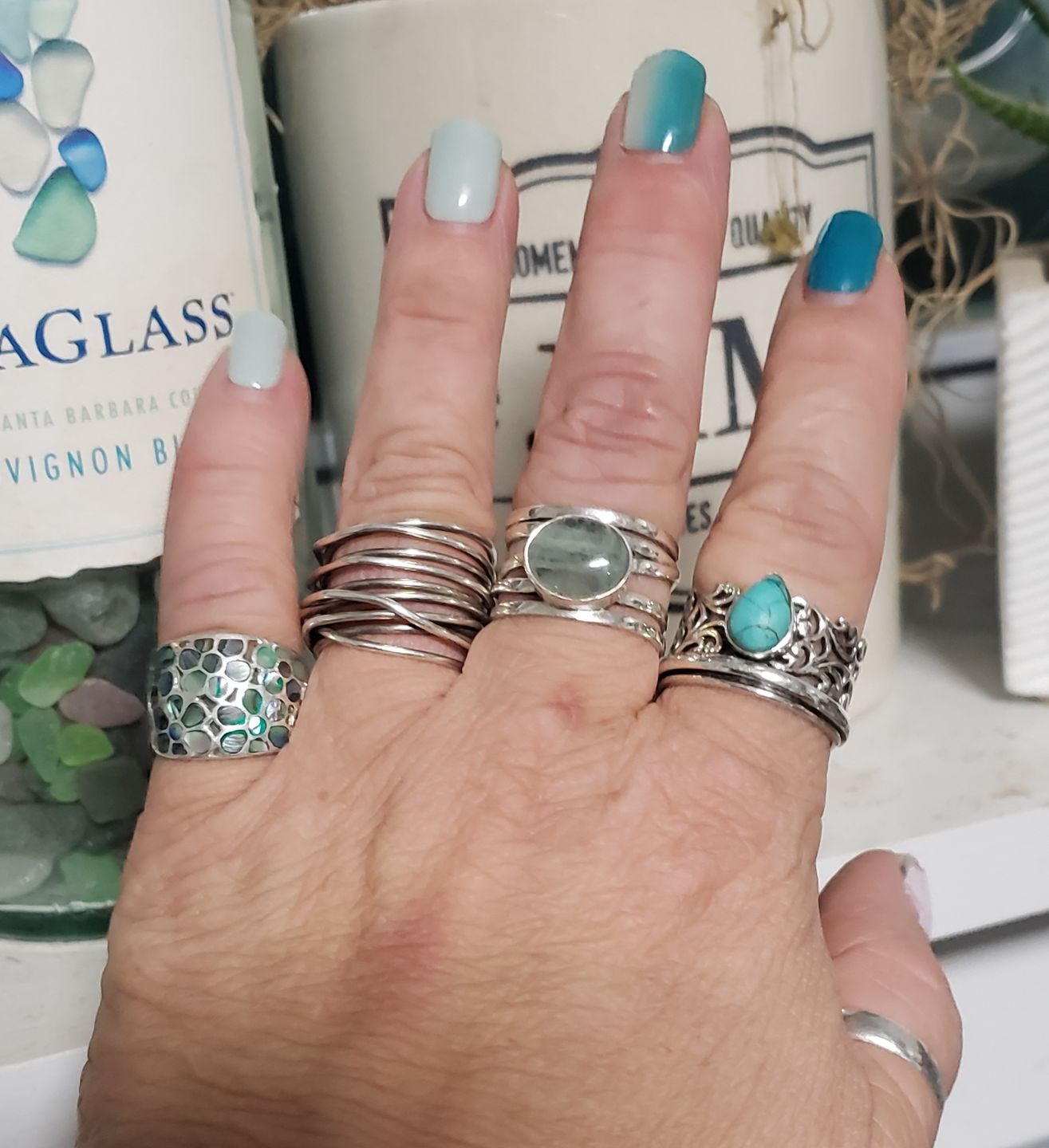 Customer photo review of Chunky Aquamarine Wrap Ring Sterling Silver