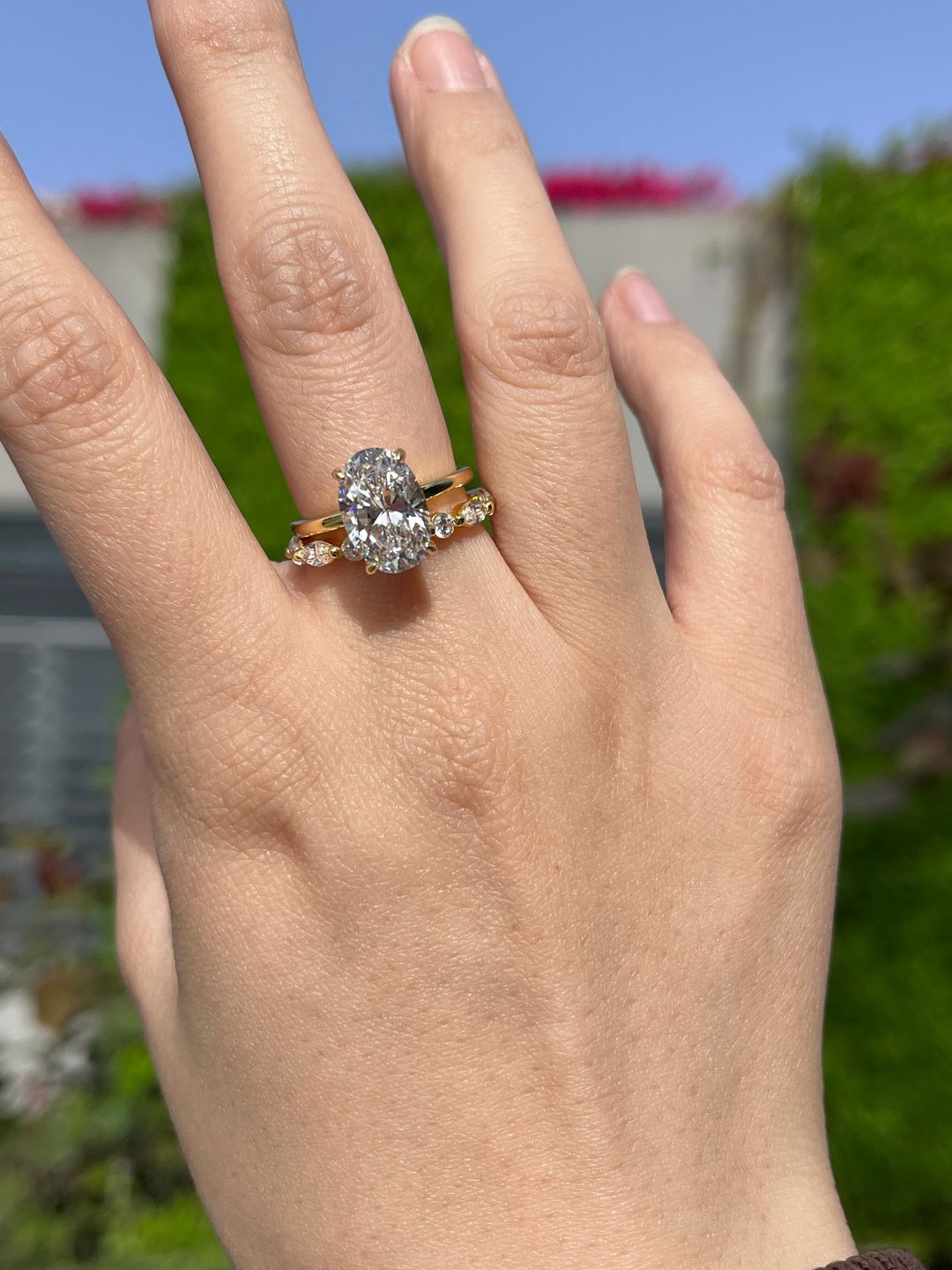 Customer photo review of S925 3.5 Carat Oval Cut Hidden Halo Engagement Ring In Sterling Silver Daily Wearable Ring