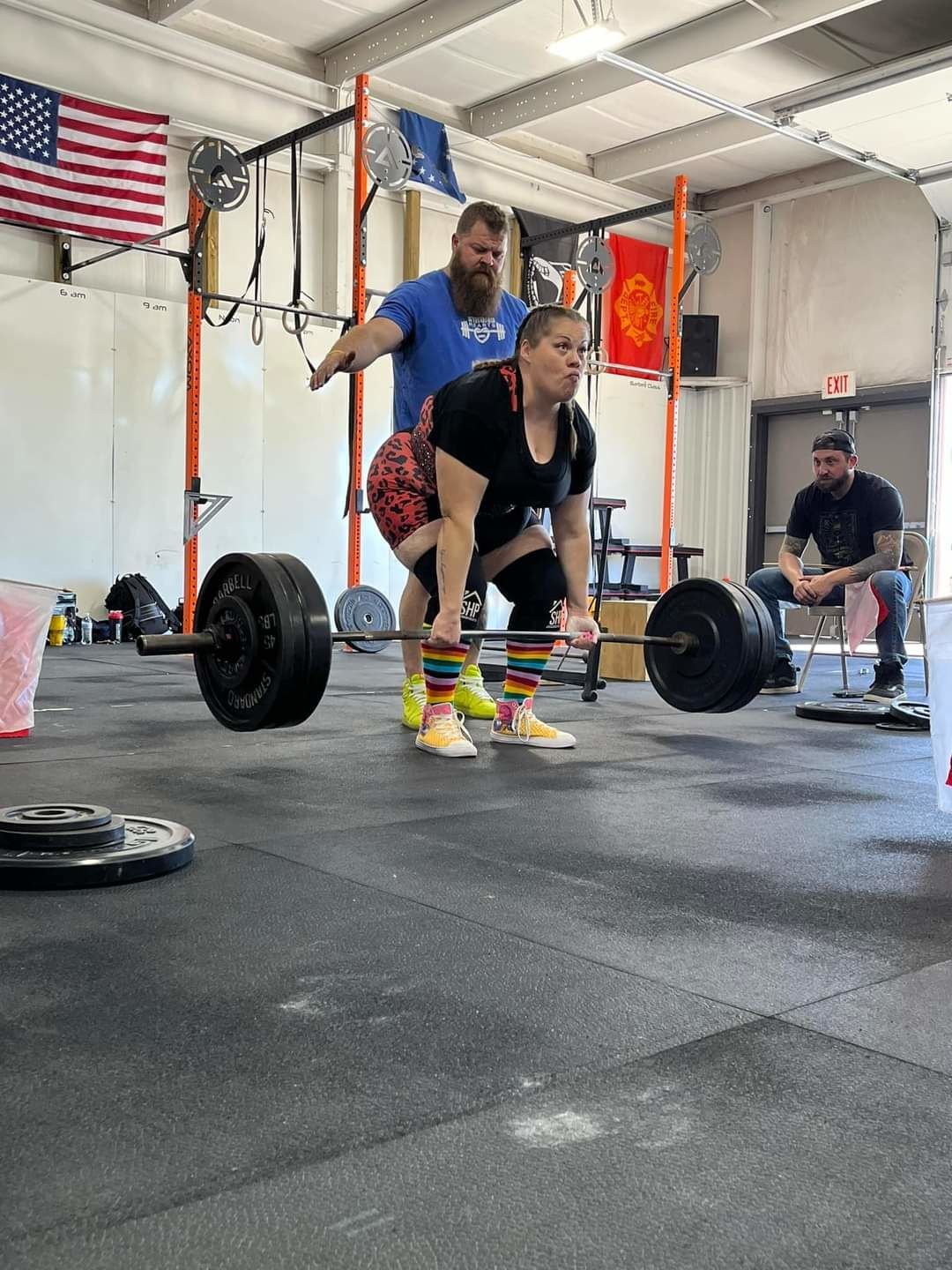 Customer photo review of Strength Shop Deadlift Socks - Rainbow