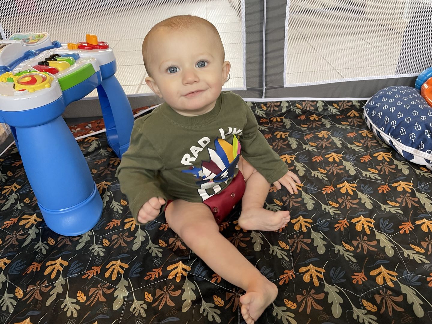 Customer photo review of Patterned Machine Washable Reversible Indoor/Outdoor Quilted Water Resistant Play Mat Blanket