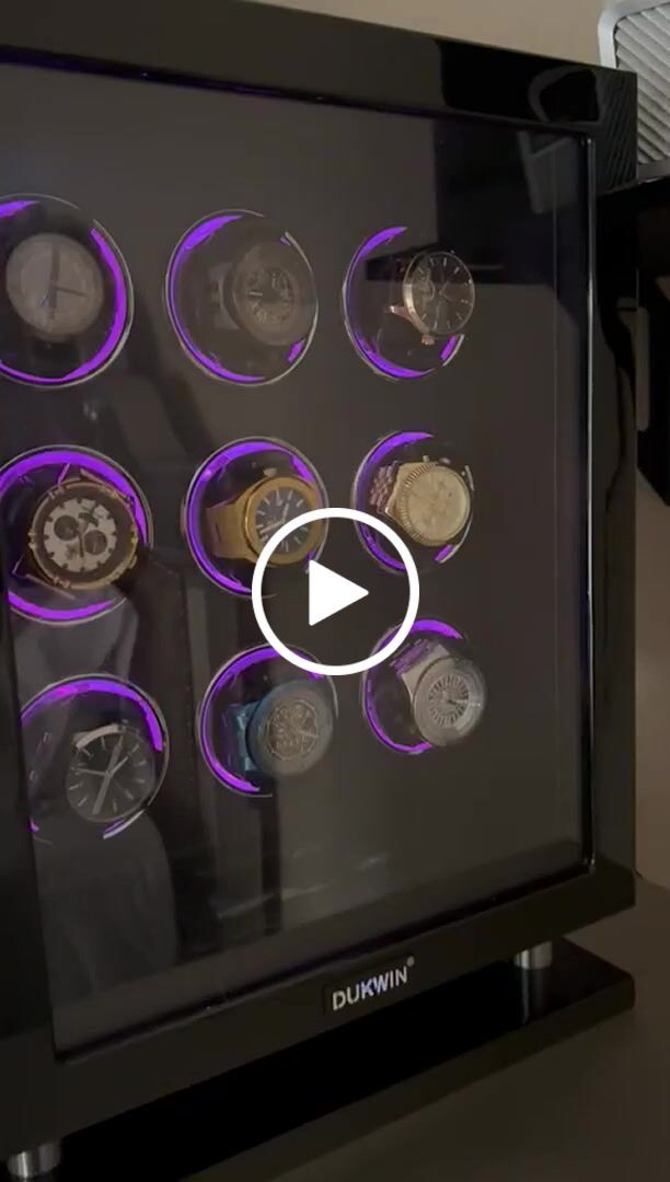 Customer video review of 9 Watch Winder with Upgraded Fingerprint UnLock RGB Light LCD Remote Control Large Watch Box