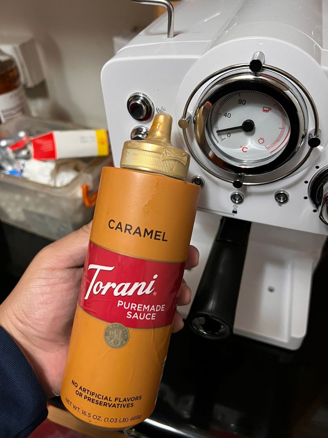 Customer photo review of Salsa De Caramelo Torani Puremade 468gr