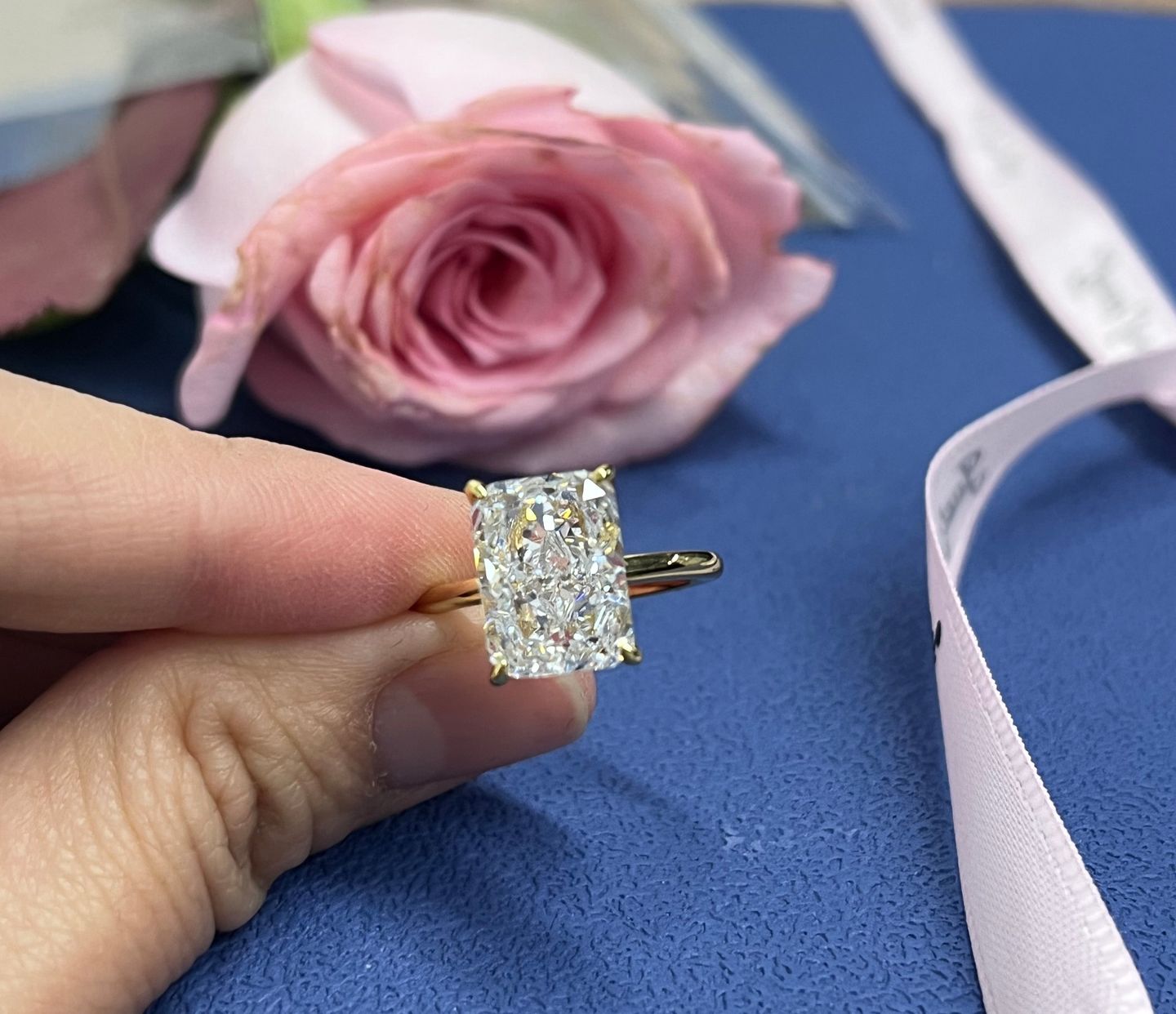Customer photo review of S925 Classic 4.5 Carat Radiant Cut Simulated Diamond Engagement Ring/Wedding Set