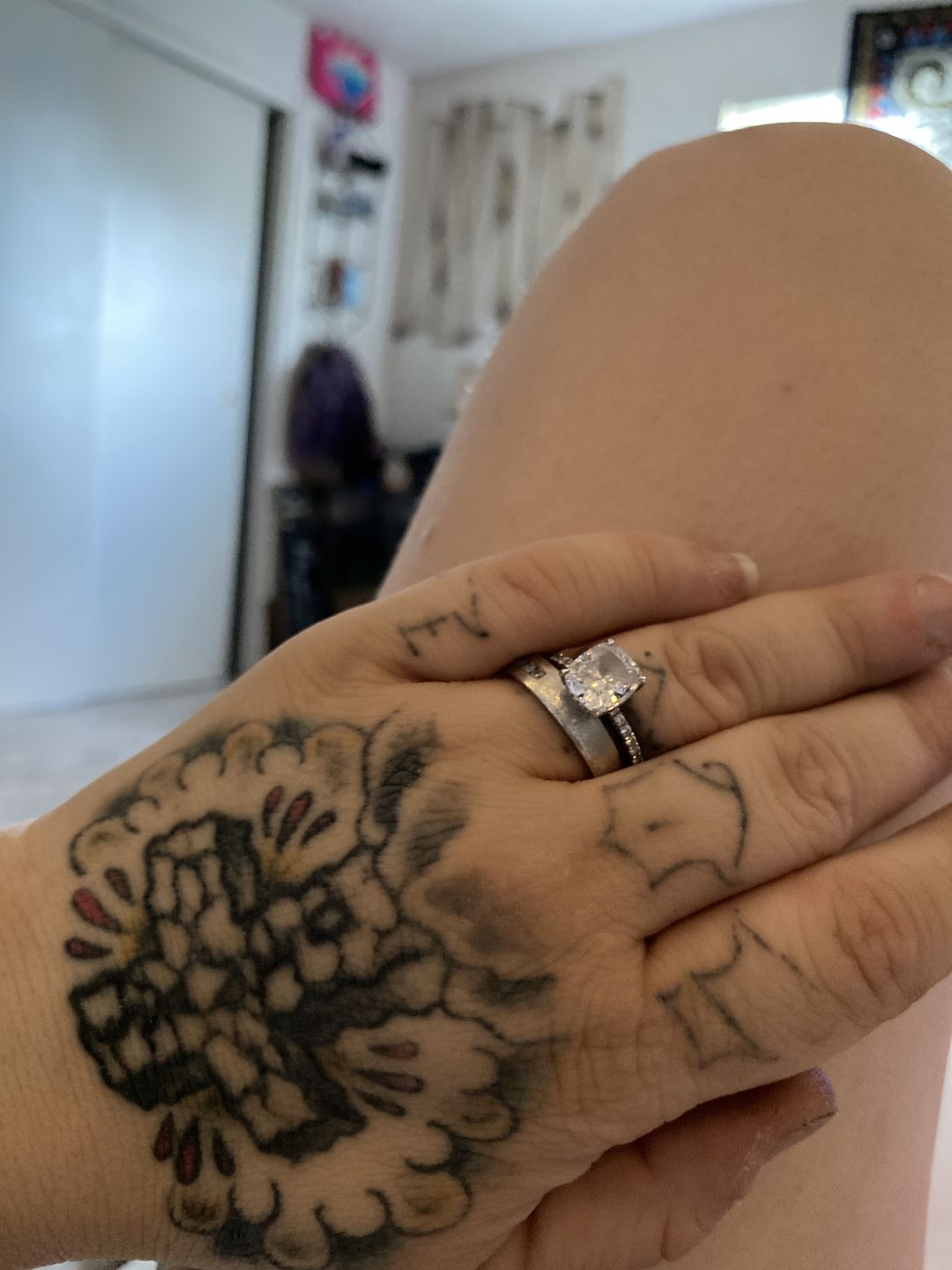 Customer photo review of S925 3.0Ct Cushion Cut Engagement Ring In Sterling Silver