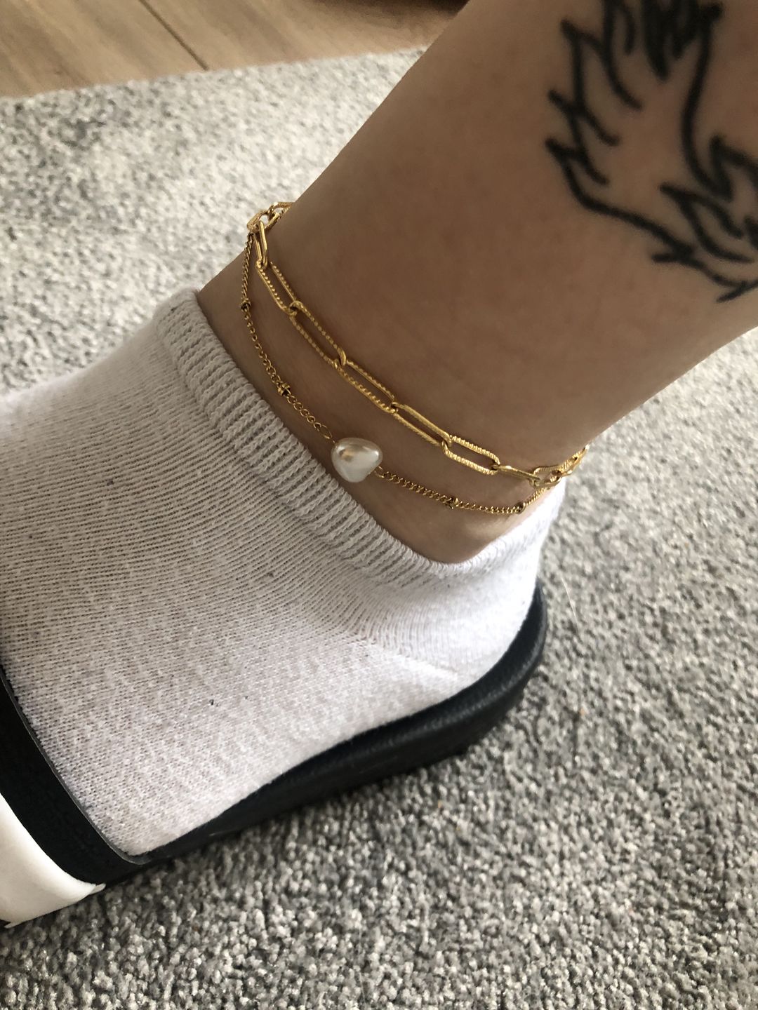 Customer photo review of Pearl Link Fußkette | 18K vergoldet
