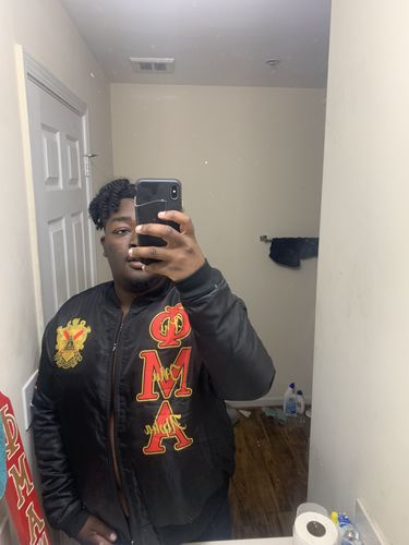 Customer photo review of Fraternity Bomber Jacket - (Custom) Phi Mu Alpha Bomber Jackets