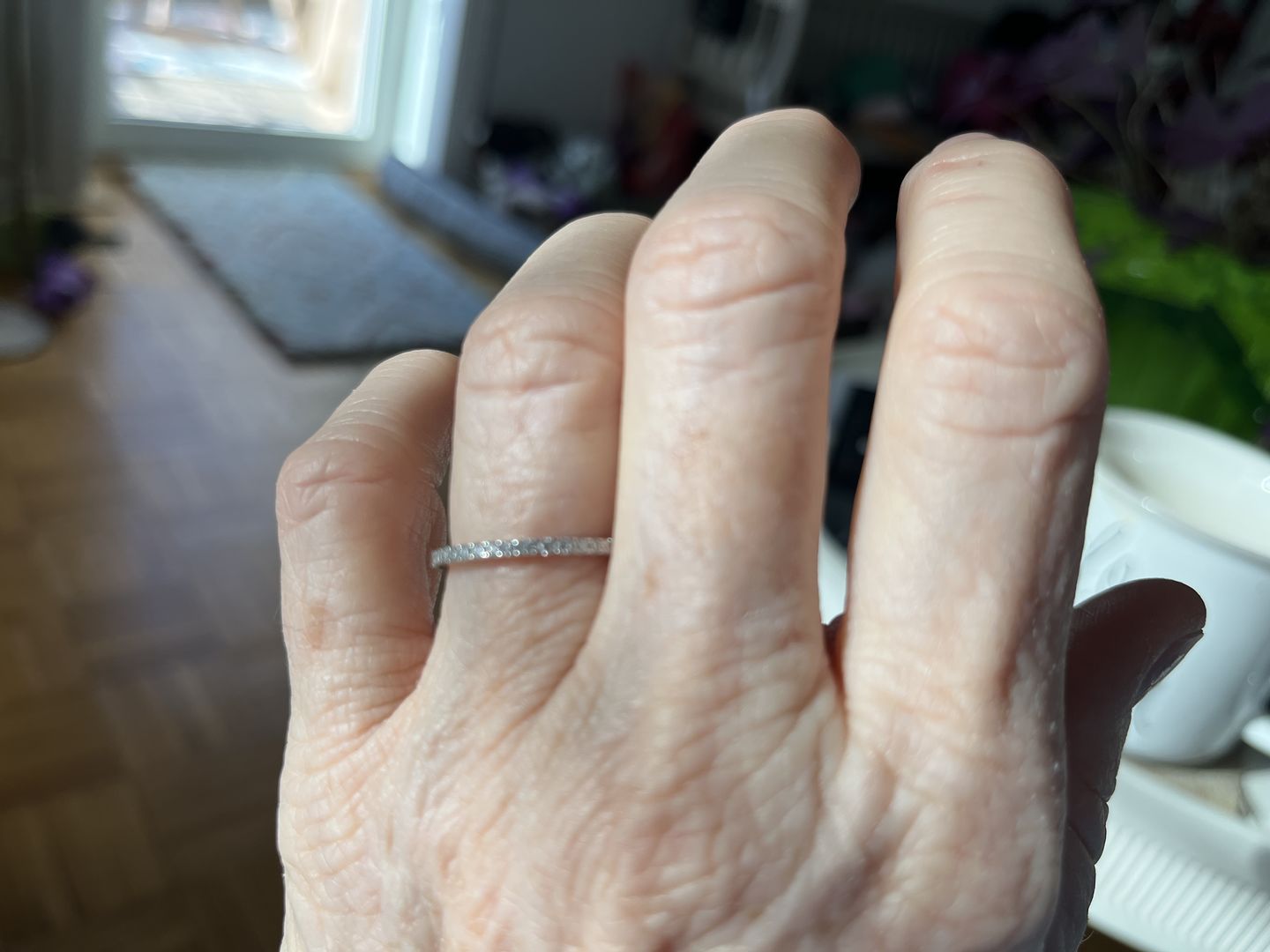 Customer photo review of S925 Louily Half Eternity Thin Women's Wedding Band In Sterling Silver Stackable Ring For Women