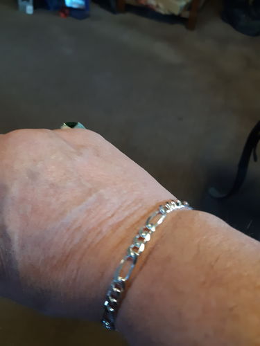 Customer photo review of 5mm Men's 925 Sterling Silver Figaro Link Chain Bracelet