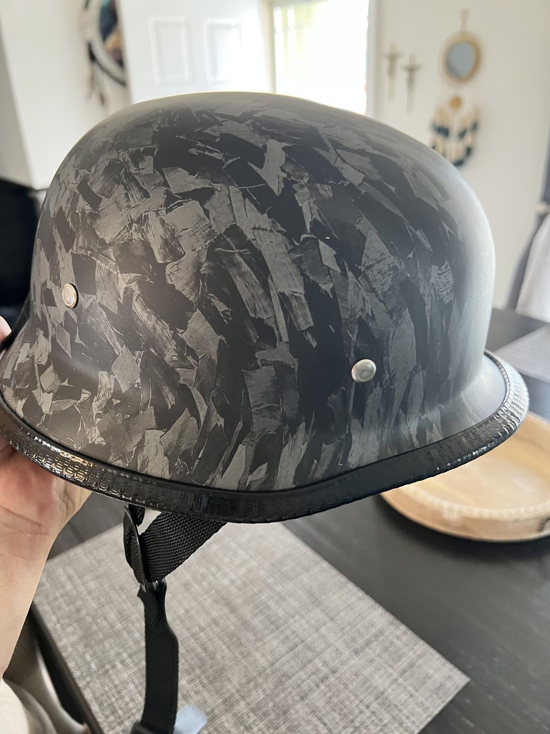 Customer photo review of Mayan Style Half Helmet -  Forged Black