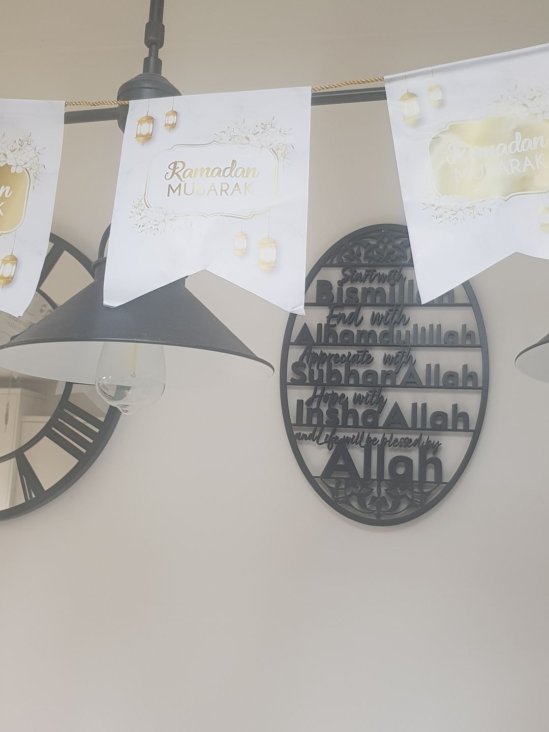 Customer photo review of Start With Bismillah, End With Alhamdulillah, Appreciate With SubhanAllah, Hope with InshaAllah Wooden Acrylic Islamic Wall Art
