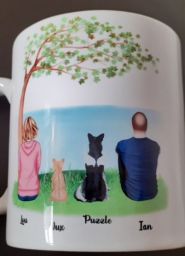 Customer photo review of Couple & Dogs - Life is better with a dog Personalised Mug