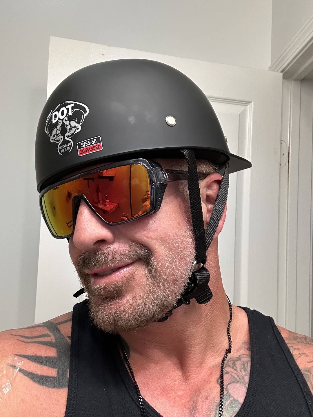 Customer photo review of Baseball Cap DOT Motorcycle Helmet / Matte Black
