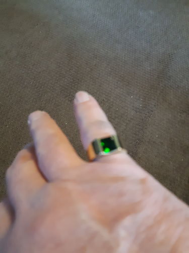 Customer photo review of Men's Solitaire Ring with Green Emerald Gemstone 18K Gold Plated Pinky Band Jewelry Gift