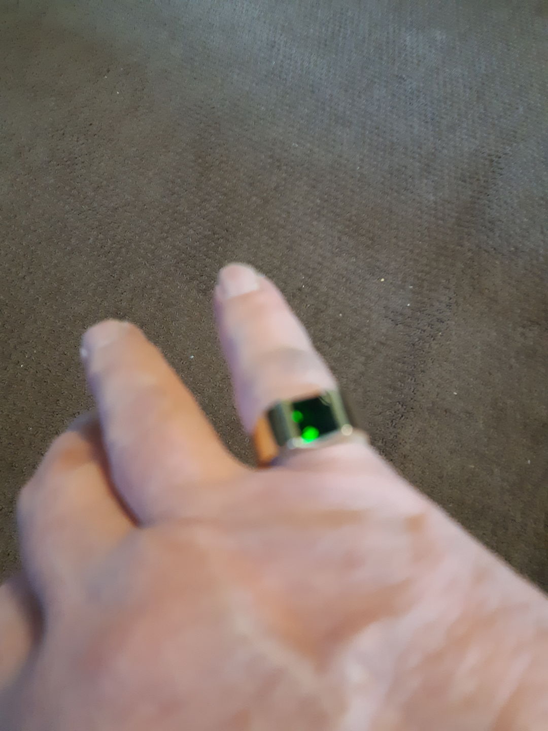 Customer photo review of Men's Solitaire Ring with Green Emerald Gemstone 18K Gold Plated Pinky Band Jewelry Gift
