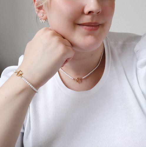 Customer photo review of Tiny Pearl Kette 14K Vergoldet