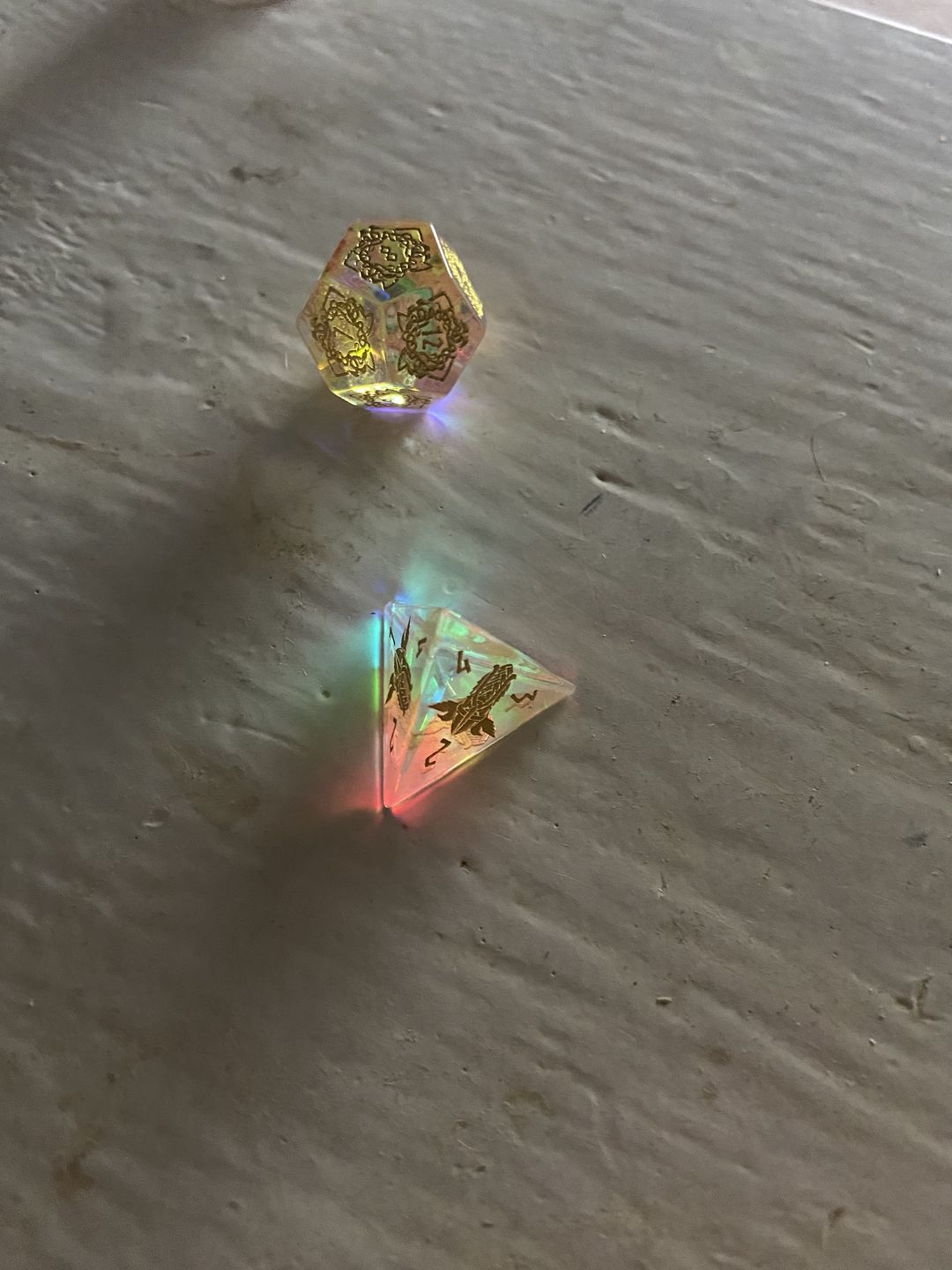 Customer photo review of SERPENT OF MIDGARD PRISM GLASS DICE SET
