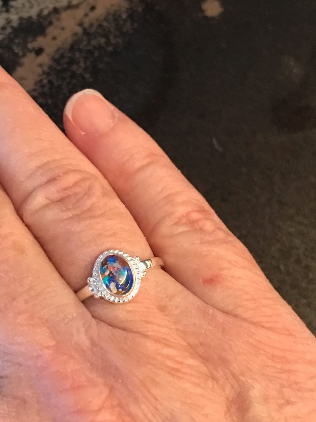 Customer photo review of Braided Oval Ring with Cremation Ashes