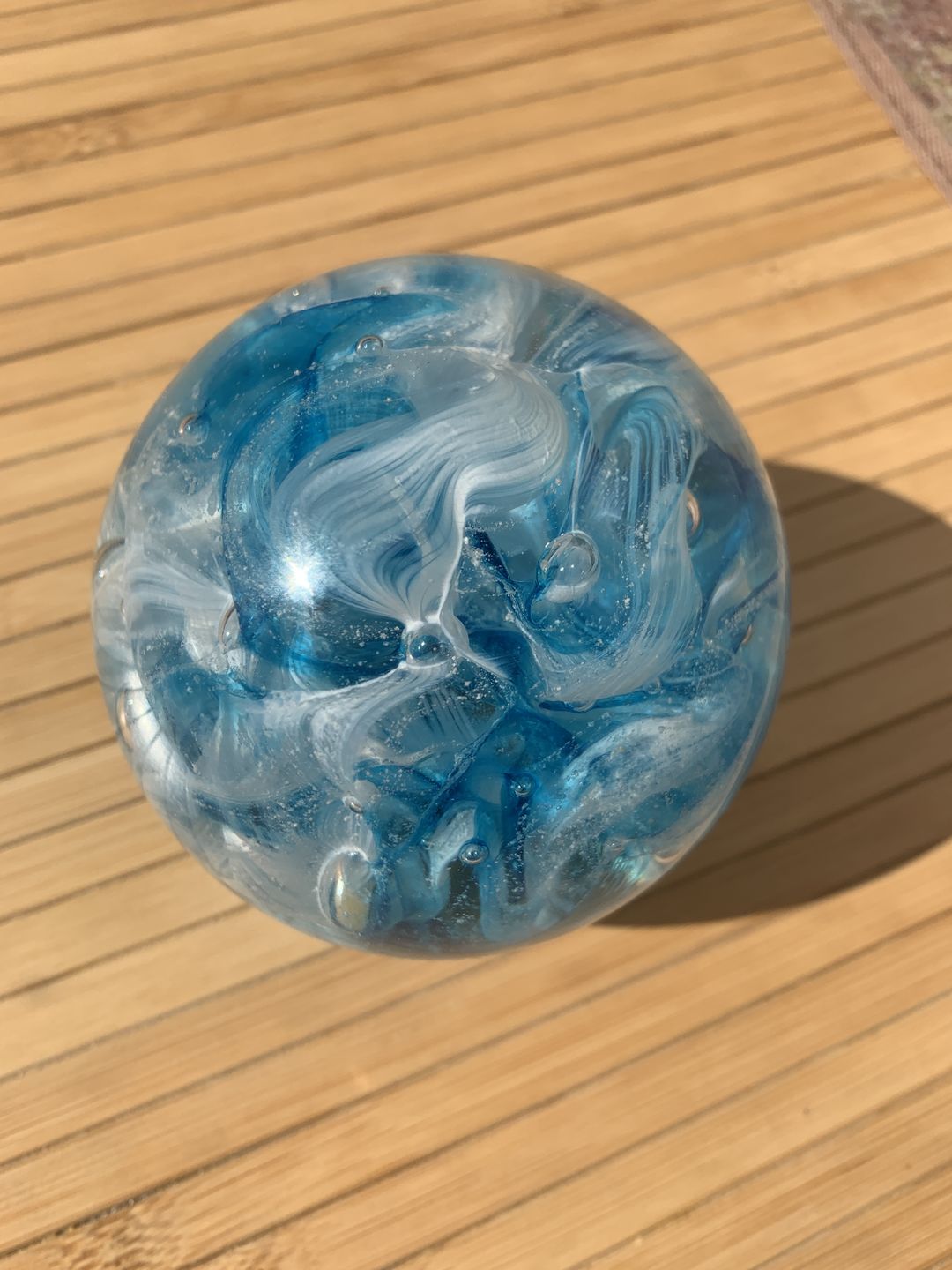 Customer photo review of Cotton Candy Orb with Infused Cremation Ashes