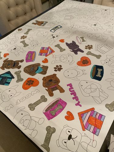 Customer photo review of Puppy Table Top Coloring Banner