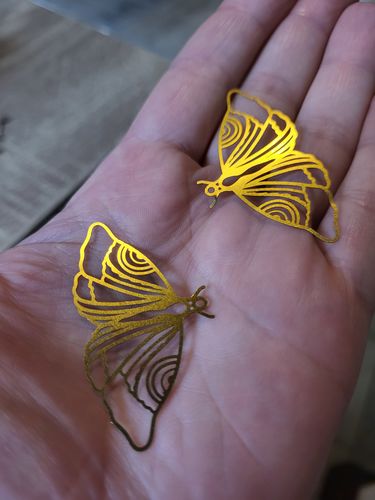 Customer photo review of Brass Butterfly Earring Charms - Raw Brass Butterfly Pendant - Earring Findings - Jewellery Making Supplies - 41.94x23.19x0.28mm - JJB6622