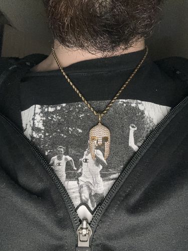 Customer photo review of Gold Diamond CZ Spartan Necklace