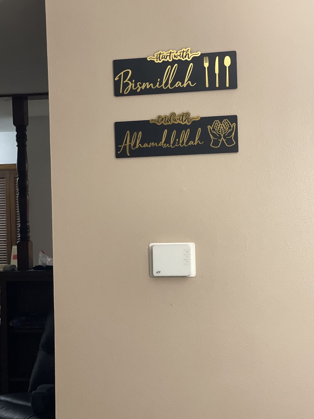 Customer photo review of Start with Bismillah - End with Alhamdulillah, Wooden Acrylic Islamic Wall Art
