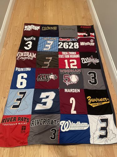 T-shirt quilt featuring river rats, windham little league by Kristen from ME