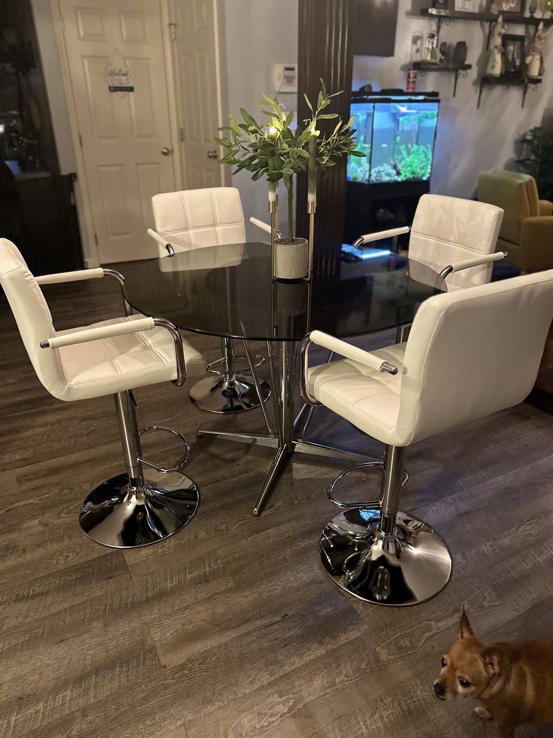 Customer photo review of Adjustable Square Bar Stools with Arm Rest (Set of 2)