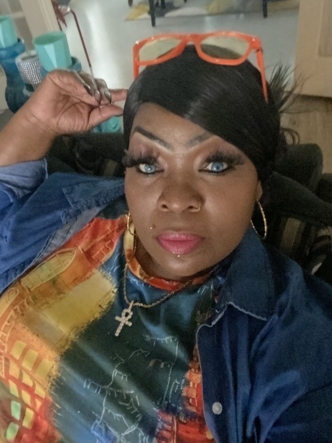 Customer photo review of New York Blue Prescription Coloured Contact Lenses