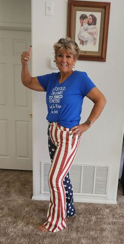 Customer photo review of Judy Blue American Flag and Flare Jeans - Reg/Curvy