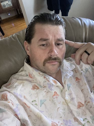 Customer photo review of Mushroom Watercolor Button Up Shirt