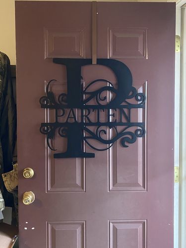 Customer photo review of Metal Split Letter Monogram | Custom Metal Monogram Signs