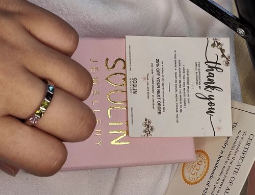 Customer photo review of SQUARE BIRTHSTONE RING-MOMS CAN KEEP THEIR KIDS CLOSE