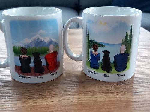 Customer photo review of Couple & Dogs - Life is better with a dog Personalised Mug