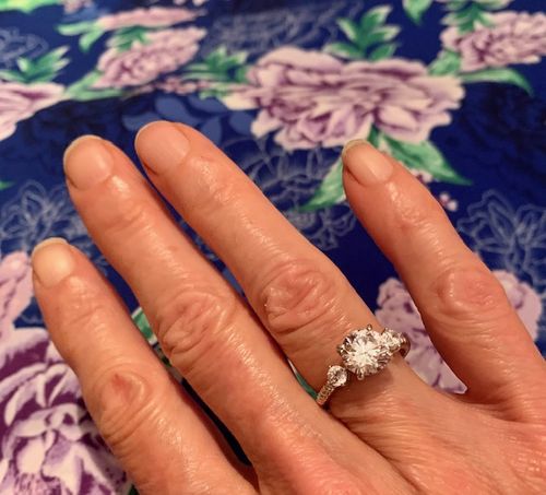 Customer photo review of 3-Stone Woven 2ct CZ Ring in Sterling Silver